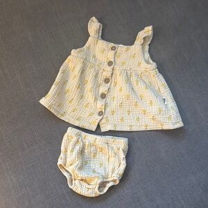 Rabbit + Bear organic cotton 2pc ruffle tank & bloomer baby girl, 9 months imo